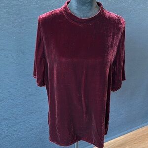 Eileen Fisher Velvet Blouse in Rich Burgundy Velvet